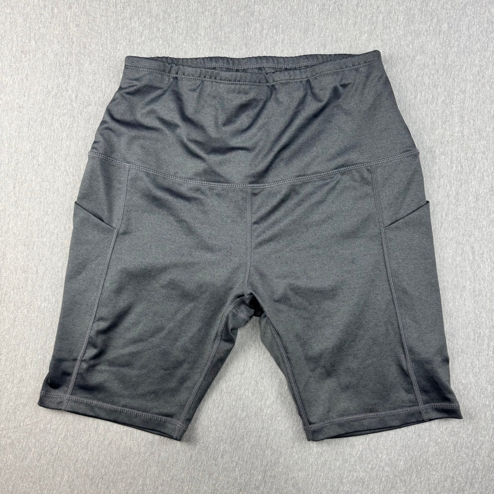 Sports Wear Biker Shorts Women L Grey Excellent High Waist Side Pocket Active